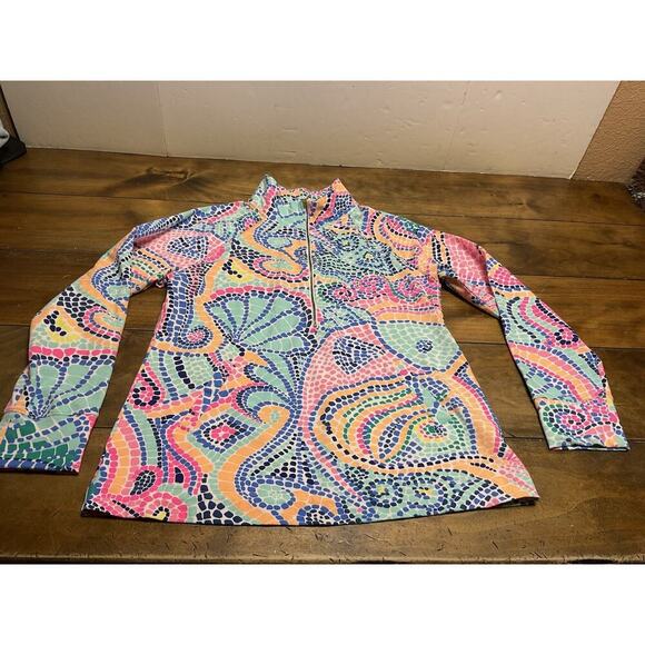 Lilly Pultizer Womens Jacket 1/2 Zip Skipper Popover Seashell Multicolor Mosaic - Picture 1 of 12